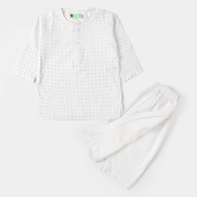 Infant Boys Viscose Kurta Pajama - White