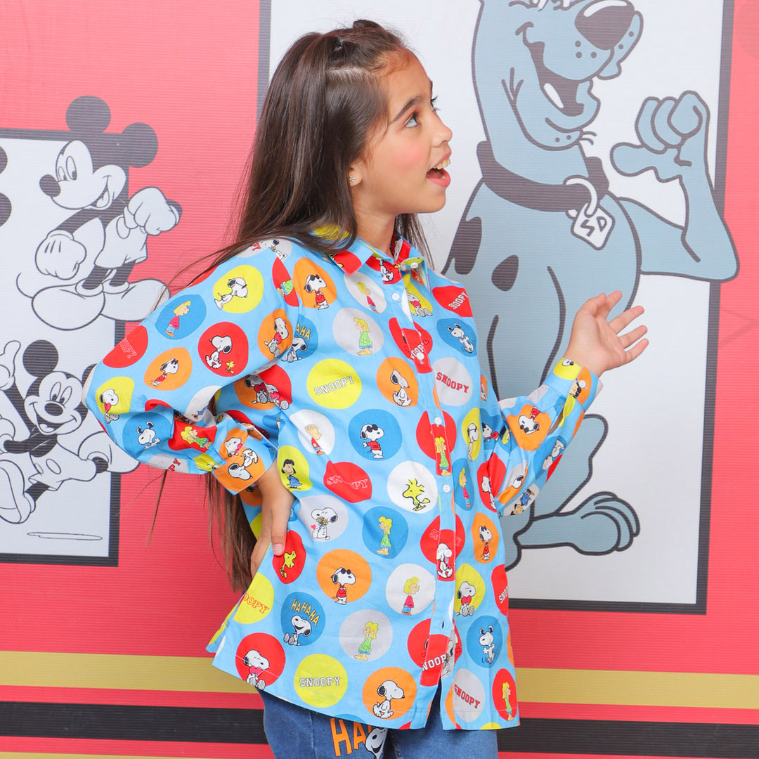 Girls Digital Print Casual Top Friend - Blue