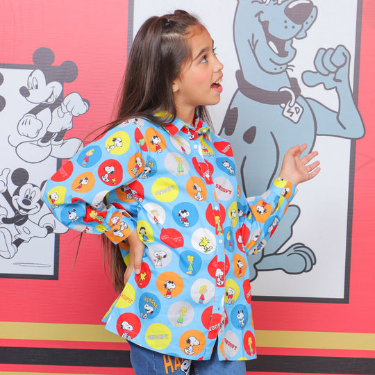 Girls Digital Print Casual Top Friend - Blue