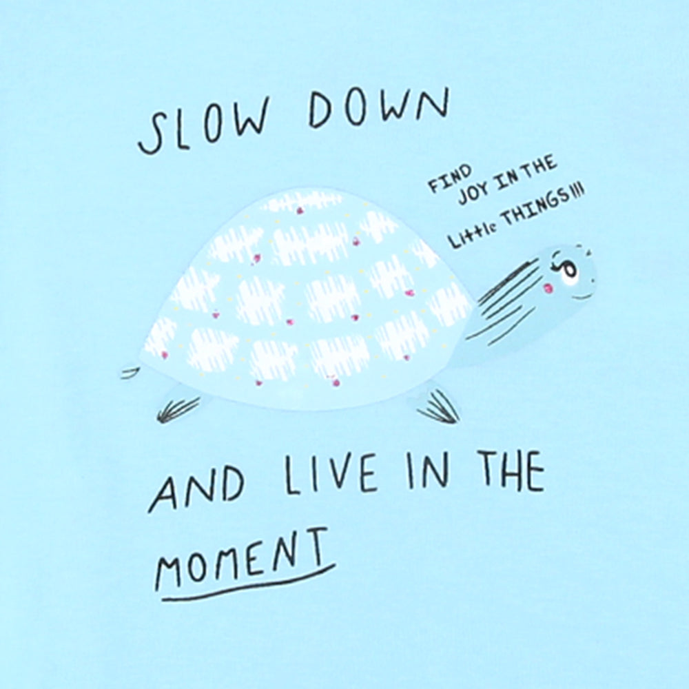 Infant Girls T-Shirt Slow Down- Sky Blue