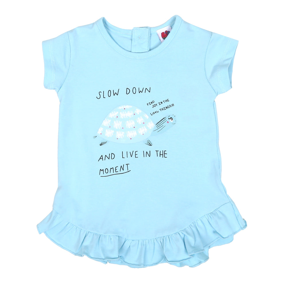 Infant Girls T-Shirt Slow Down- Sky Blue