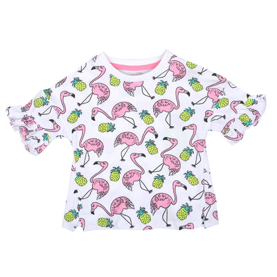 Infant Girls T-Shirt Flamingo-B.White