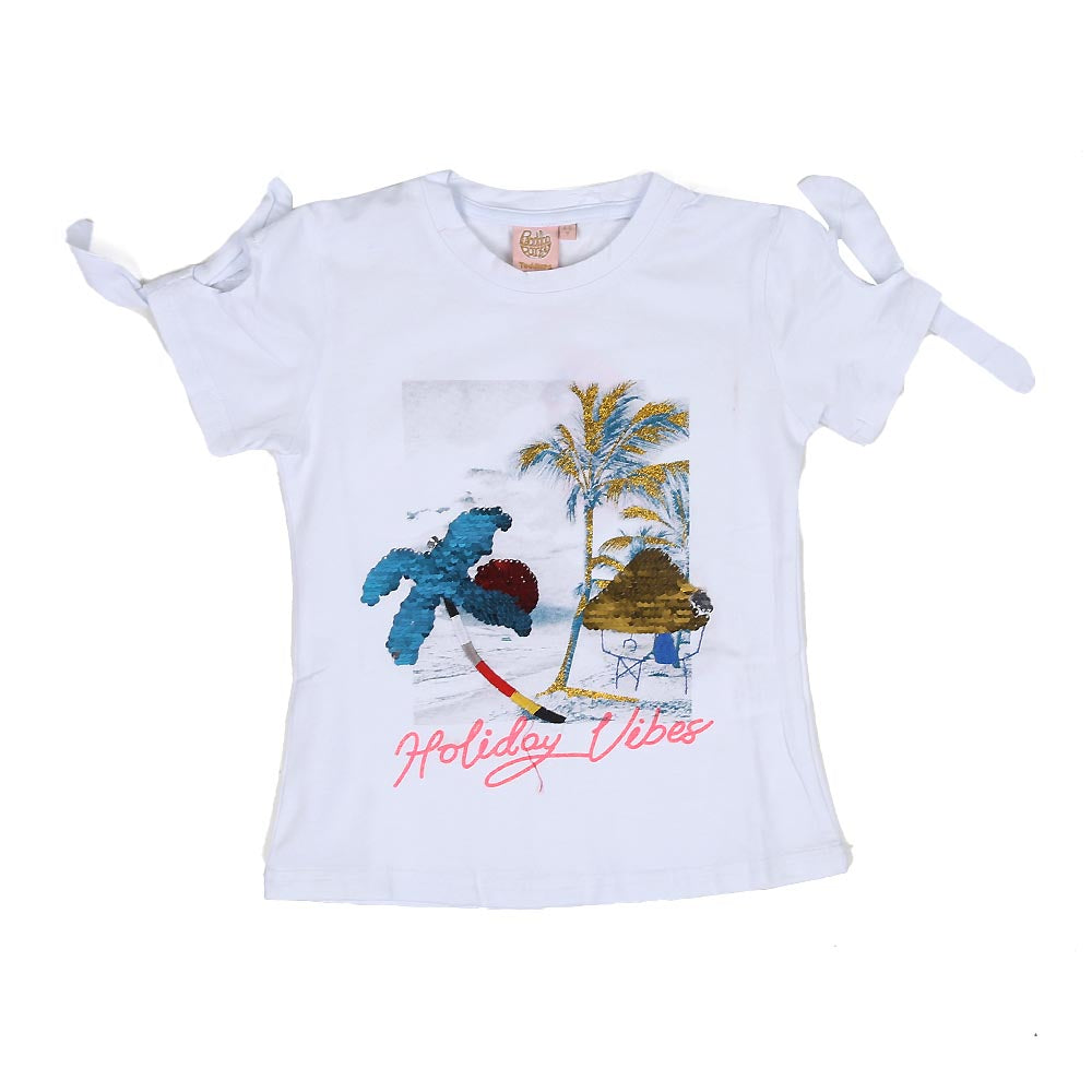 Girls T-Shirt Aloha Tree - White
