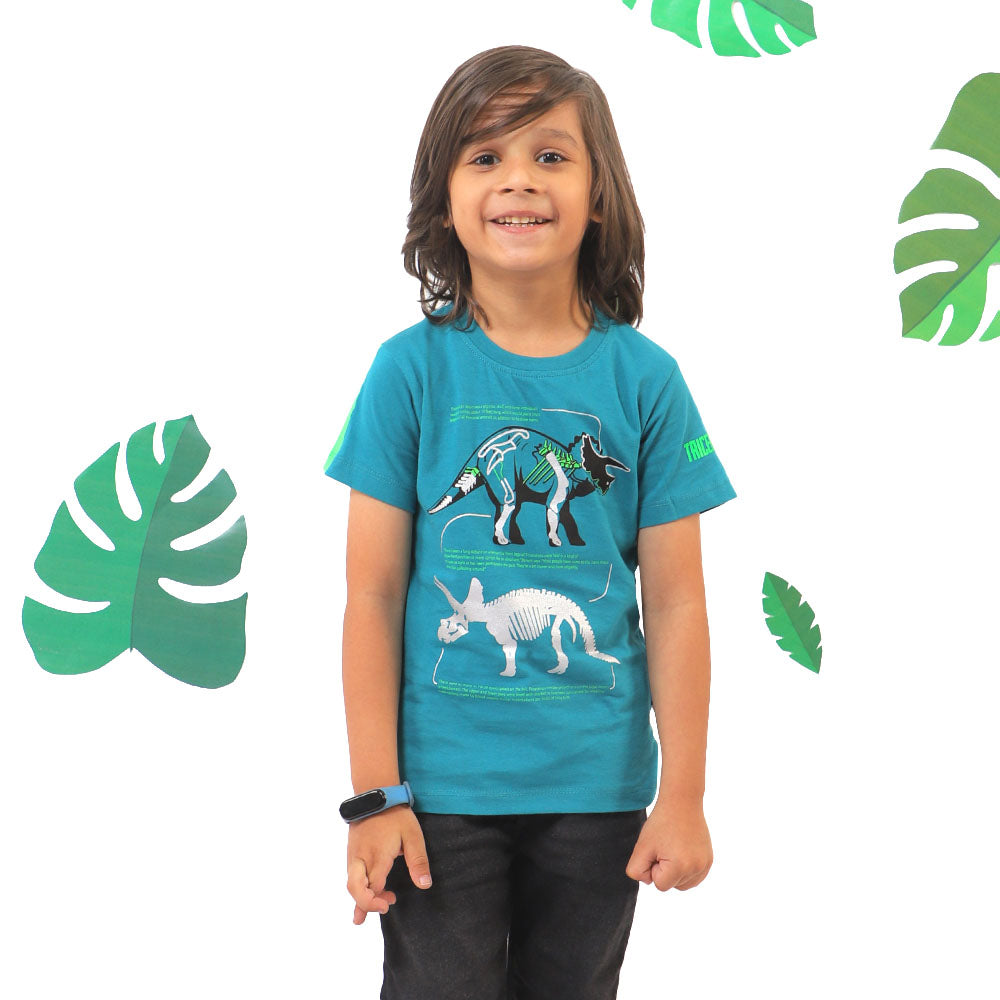 Boys T-Shirt Triceratops -Harbor Blue