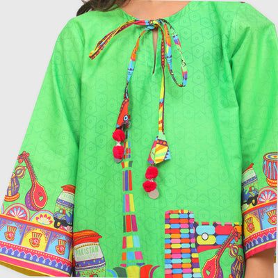 Girls Printed Independence Kurti Jashn-e-Azadi - Green