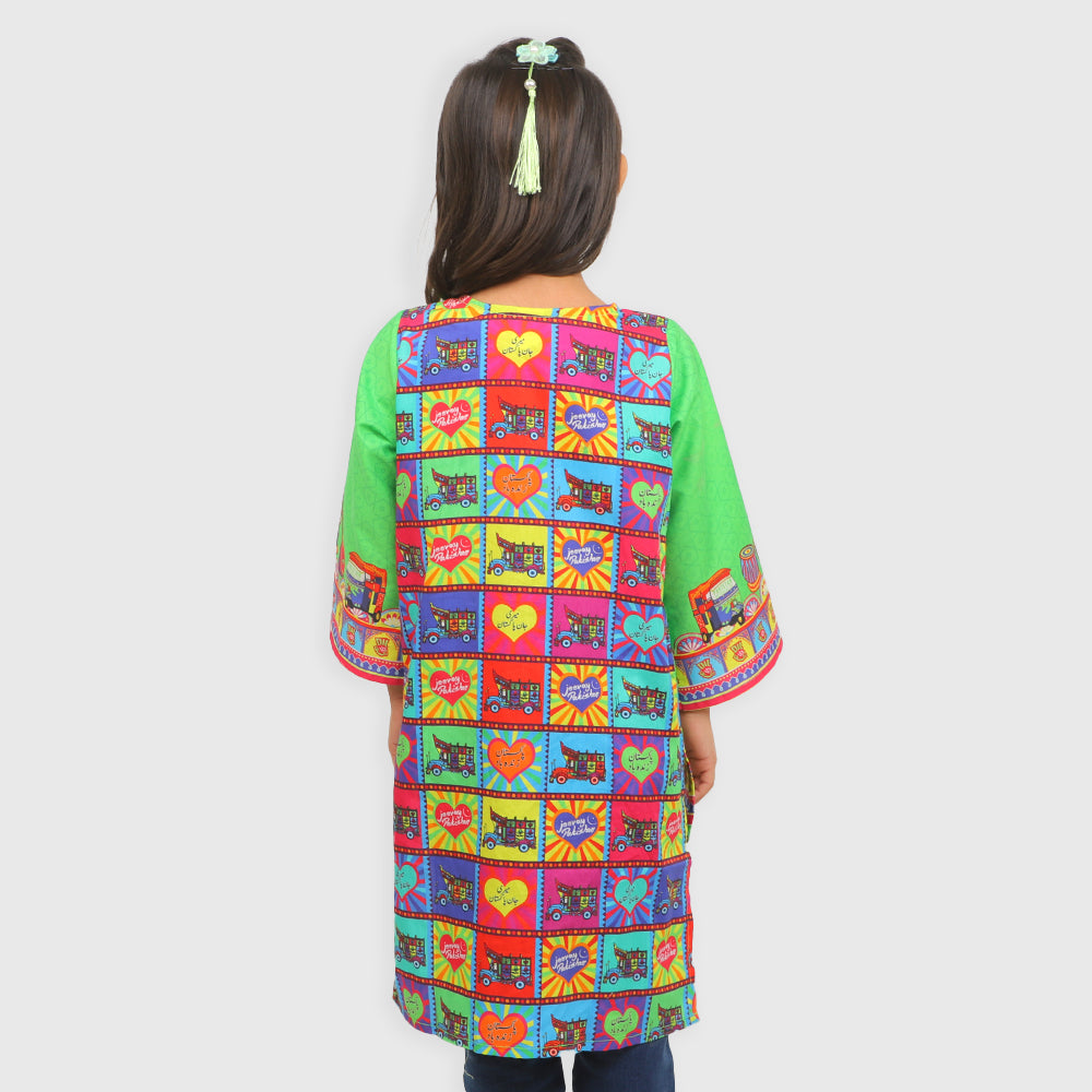 Girls Printed Independence Kurti Jashn-e-Azadi - Green