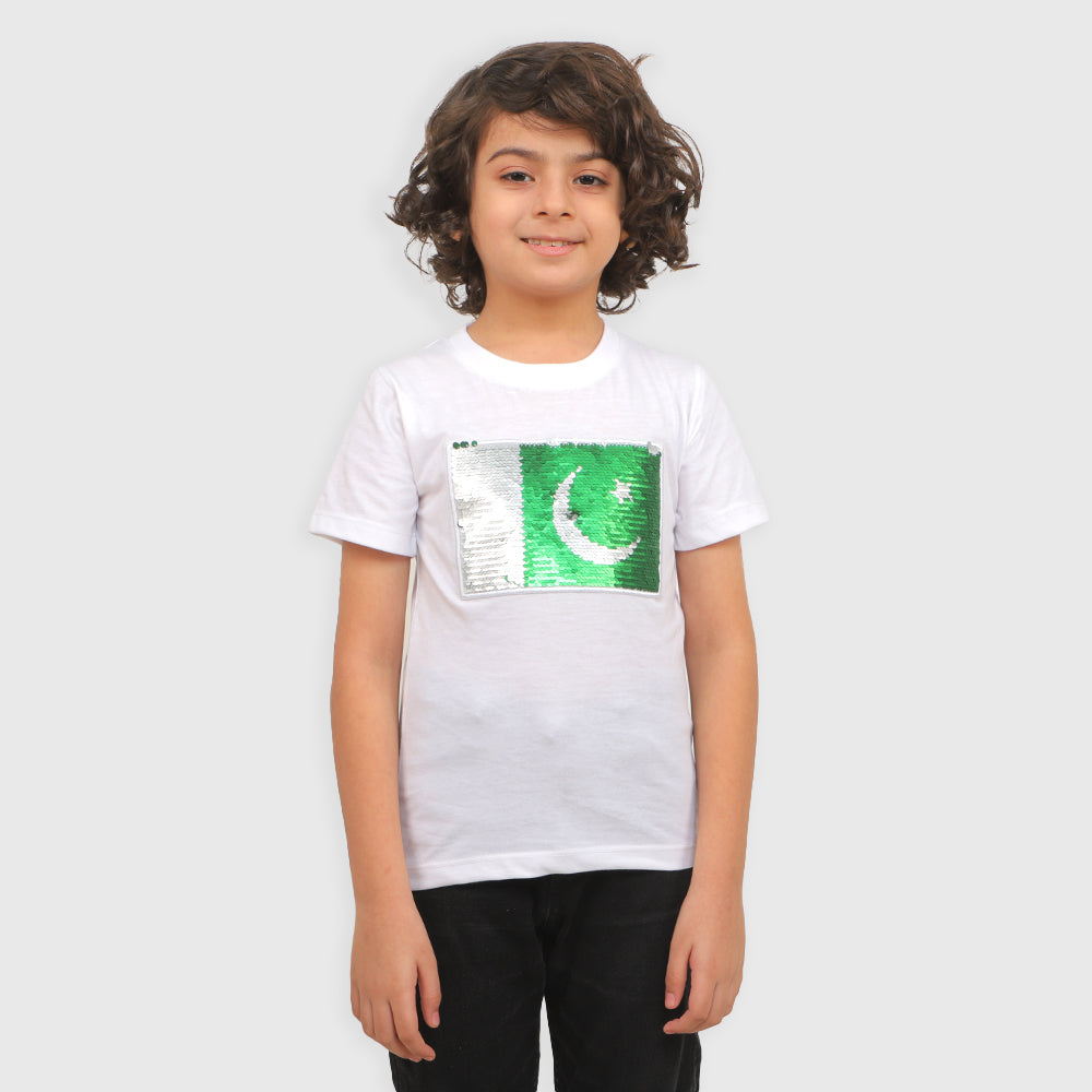 Boys T-Shirt Pakistan Flag - B. White