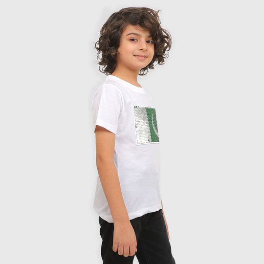 Boys T-Shirt Pakistan Flag - B. White