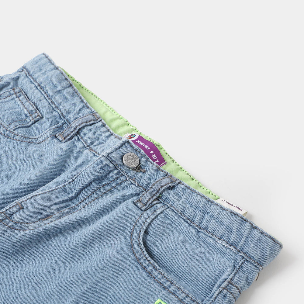 Boys Denim Short Play Station - Ice Blue