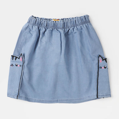 Girls Denim Skirt Bunny - Mid Blue