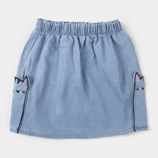 Girls Denim Skirt Bunny - Mid Blue