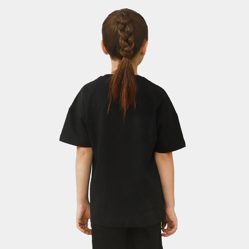 Girls Cotton T-Shirt Character - Jet Black