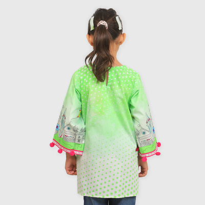Girls Digital Print Kurti Proud Pakistani - Green