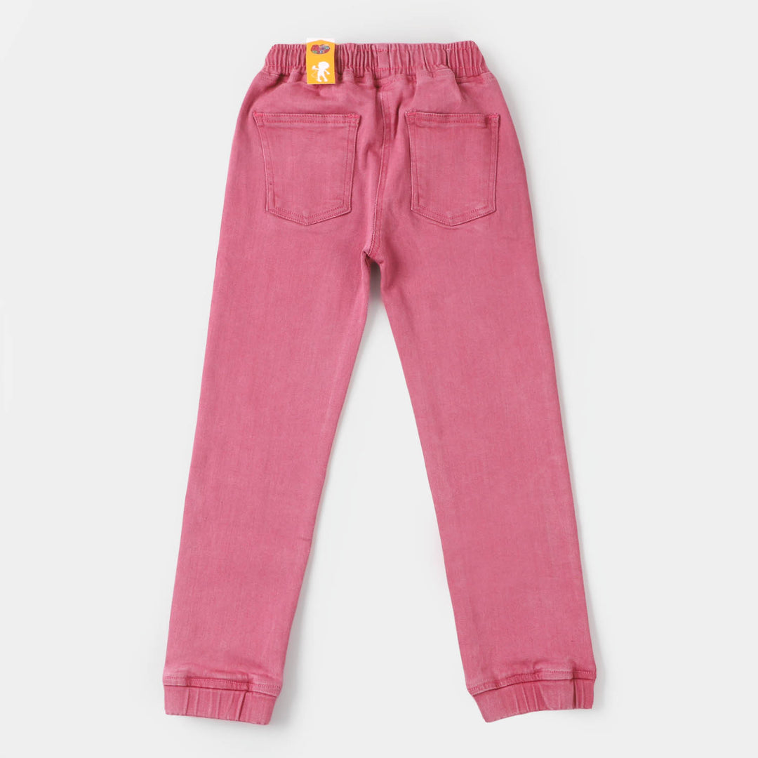 Girls Cotton Jegging Solid - Pink