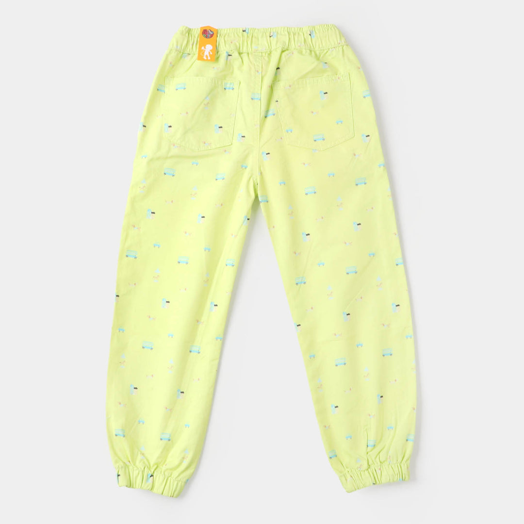 Boys Cotton Pant Bus - Lime