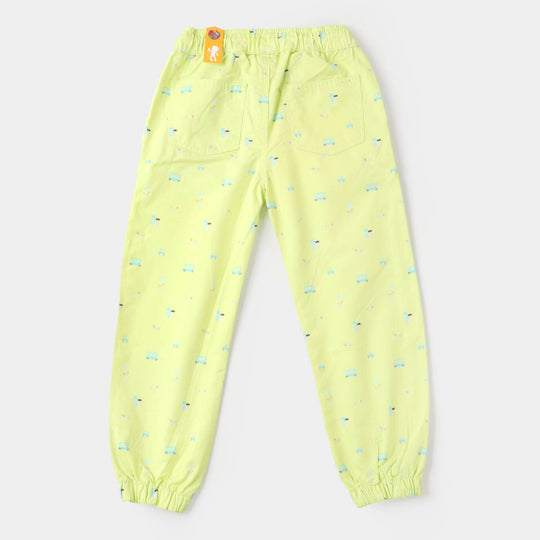 Boys Cotton Pant Bus - Lime