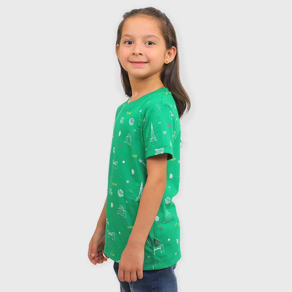Girls T-Shirt Freedom - Fern Green