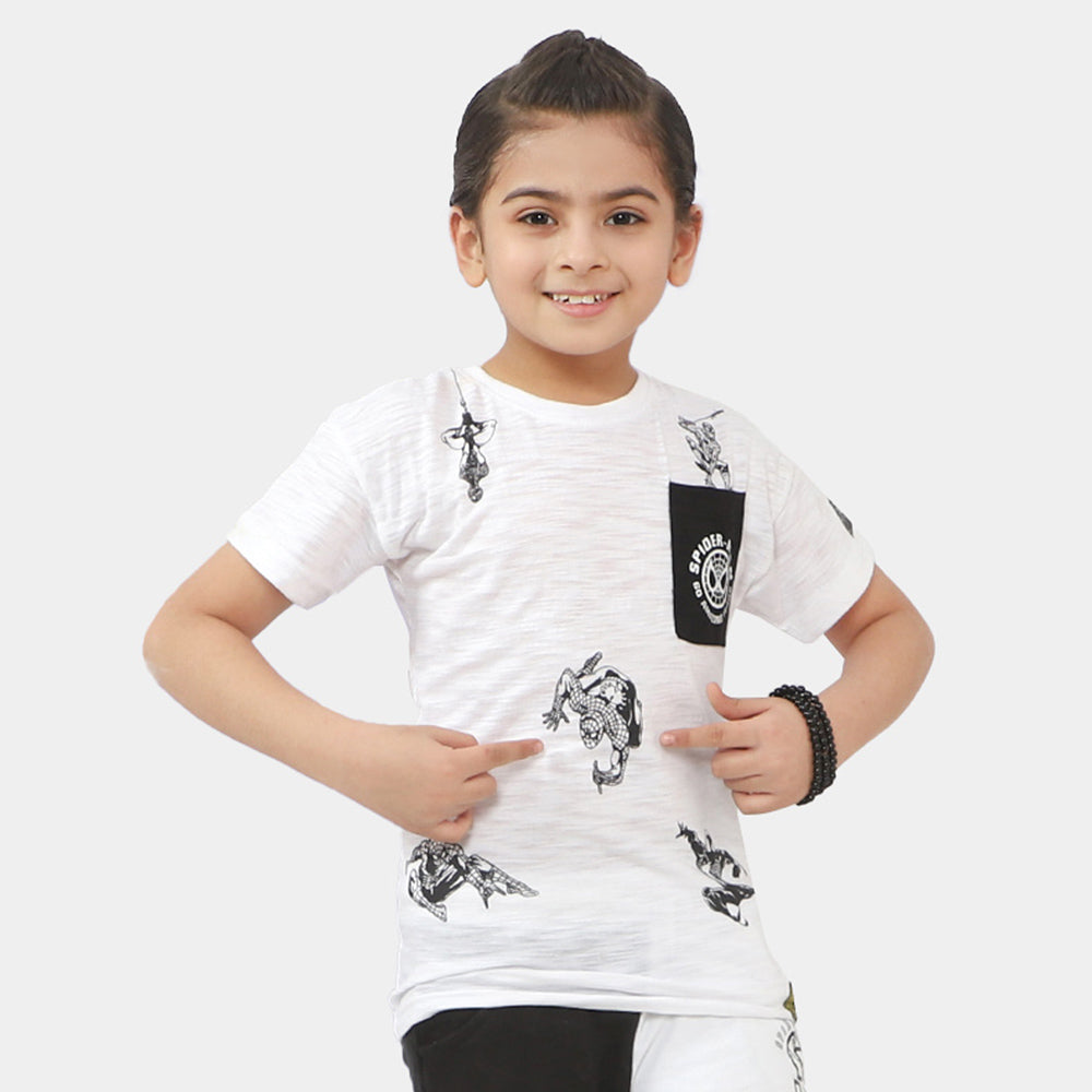 Boys Cotton T-Shirt Character - White