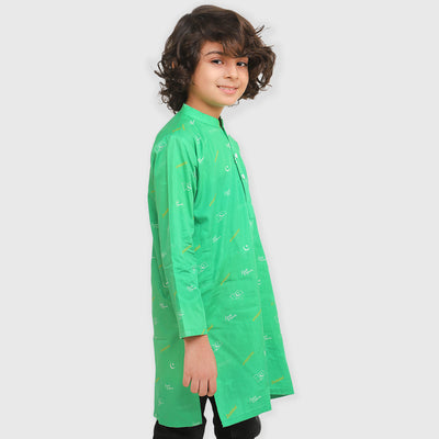 Boys Independence Basic Kurta Azadi Mubarak - Green
