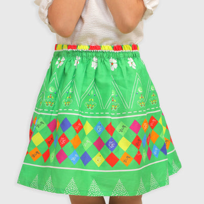 Girls Independence Long Skirt Love Pakistan - Green