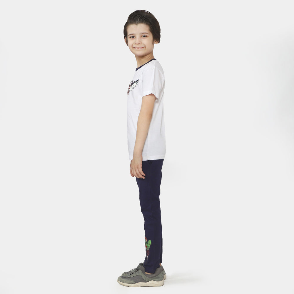 Boys Cotton 2Pcs Suit Character - White