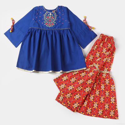 Girls Cotton 2PCs Suit Reet - Dazzling Blue