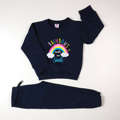 Rainbow 2 PCs Suit For Girls- Navy