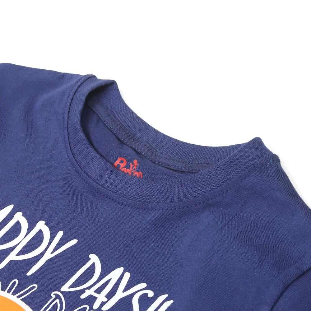 Infant Happy Days T-Shirt For Boys -Navy Blue