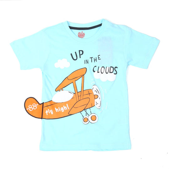 Infants H/S Cloud T-Shirt For Boys - Sky Blue