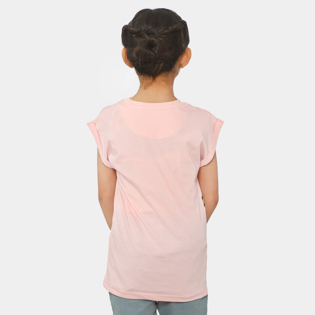 Girls Cotton T-Shirt Character - Light Pink