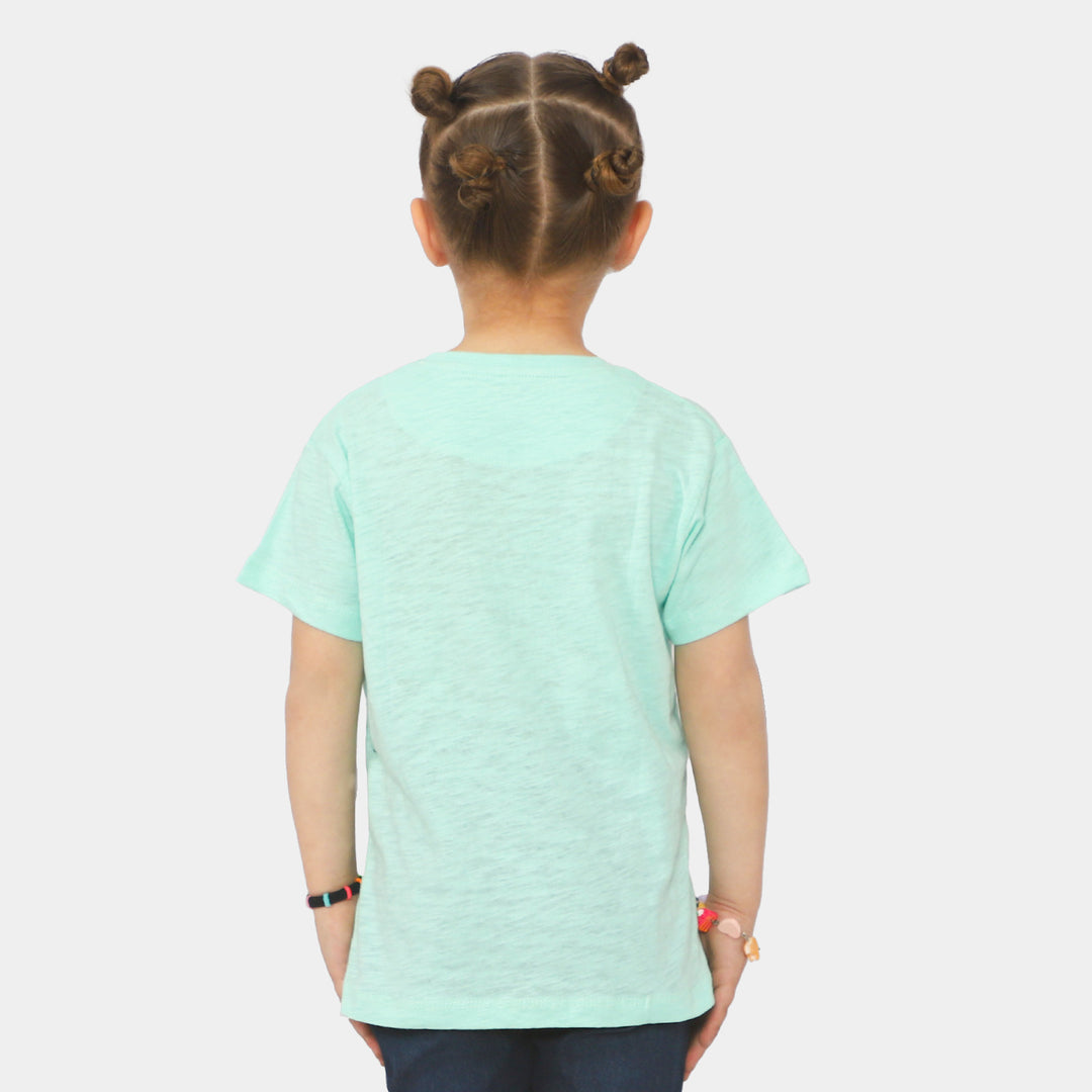 Girls Cotton T-Shirt Sunflower - Sky Blue