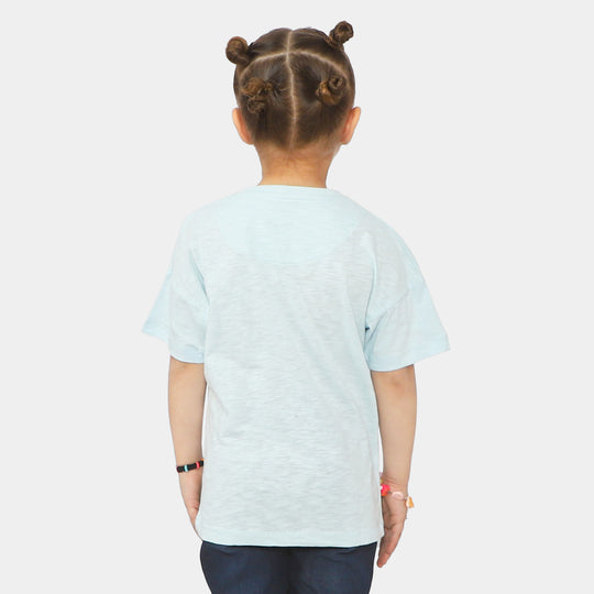 Girls Cotton T-Shirt Character - Sky Blue