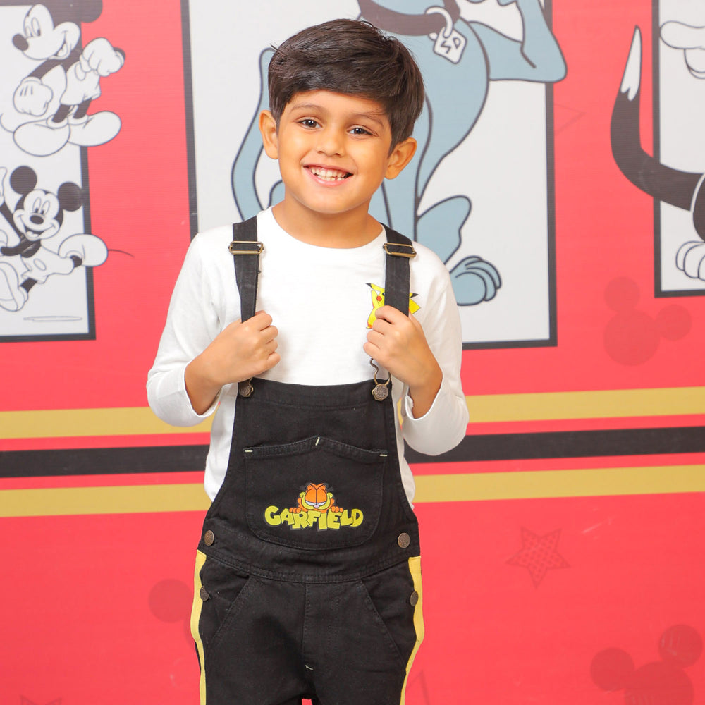 Boys Denim Over All Character- Black