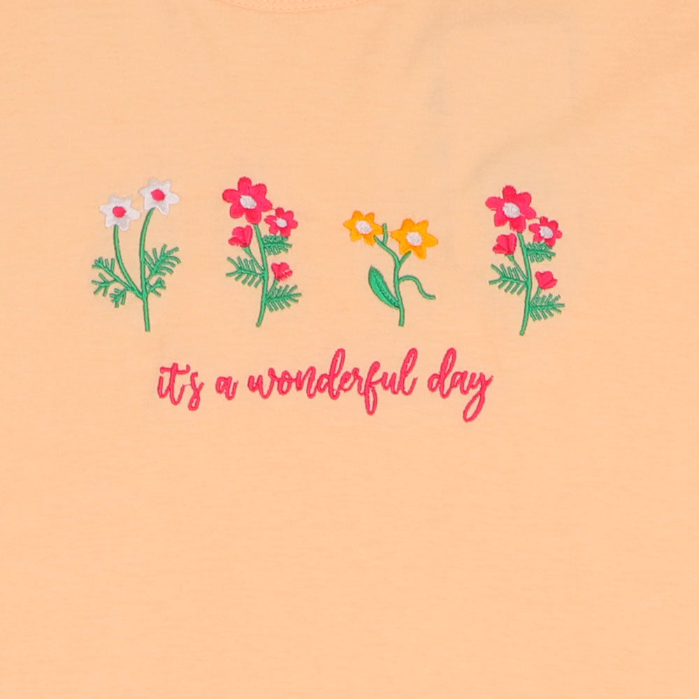 Girls-T-Shirt H/S WONDERFULL DAY - Pink