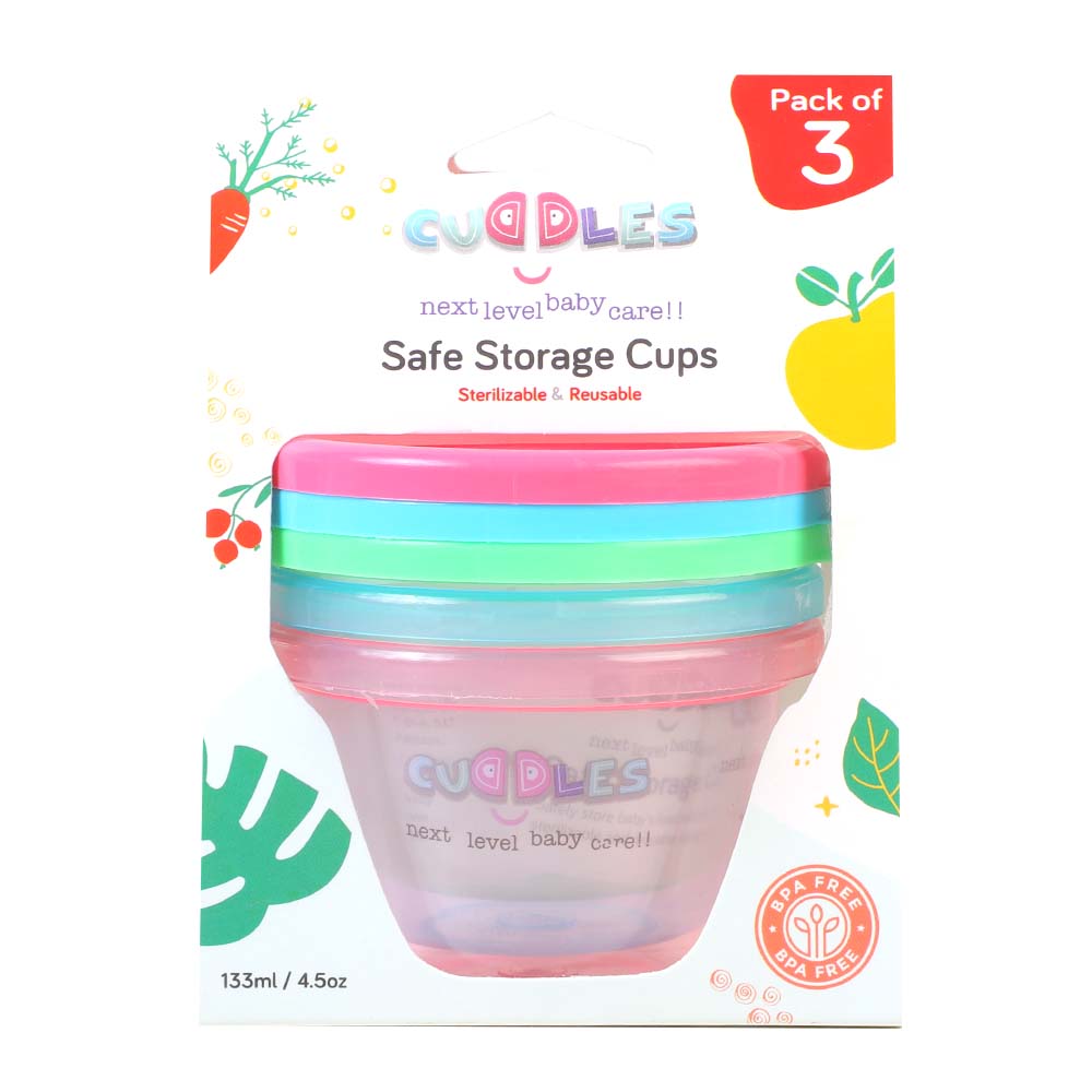 Safe Storage Cups Small Pack Of 3Pcs 133ml - MULTI