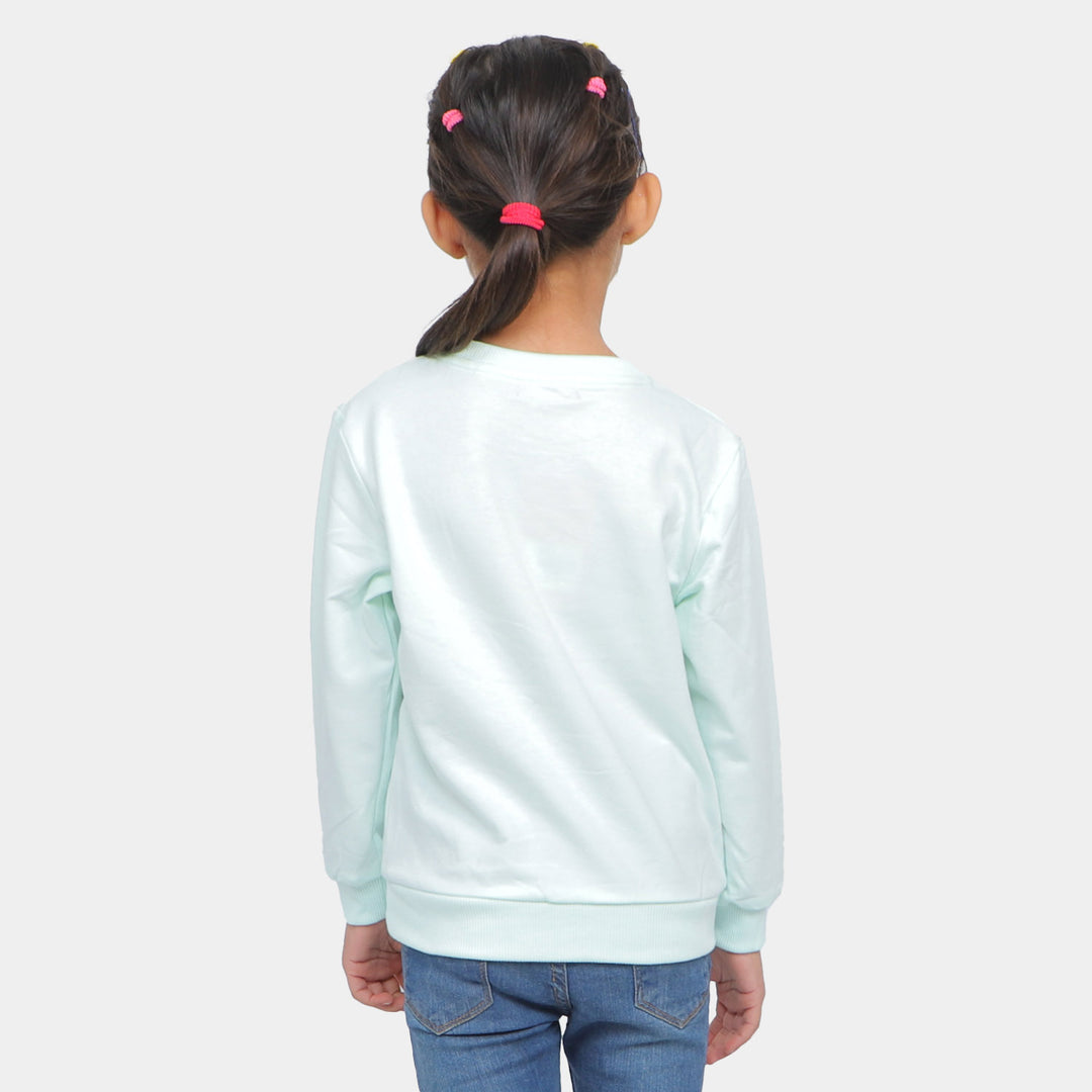 Girls Sweatshirt Flower- Sea Green