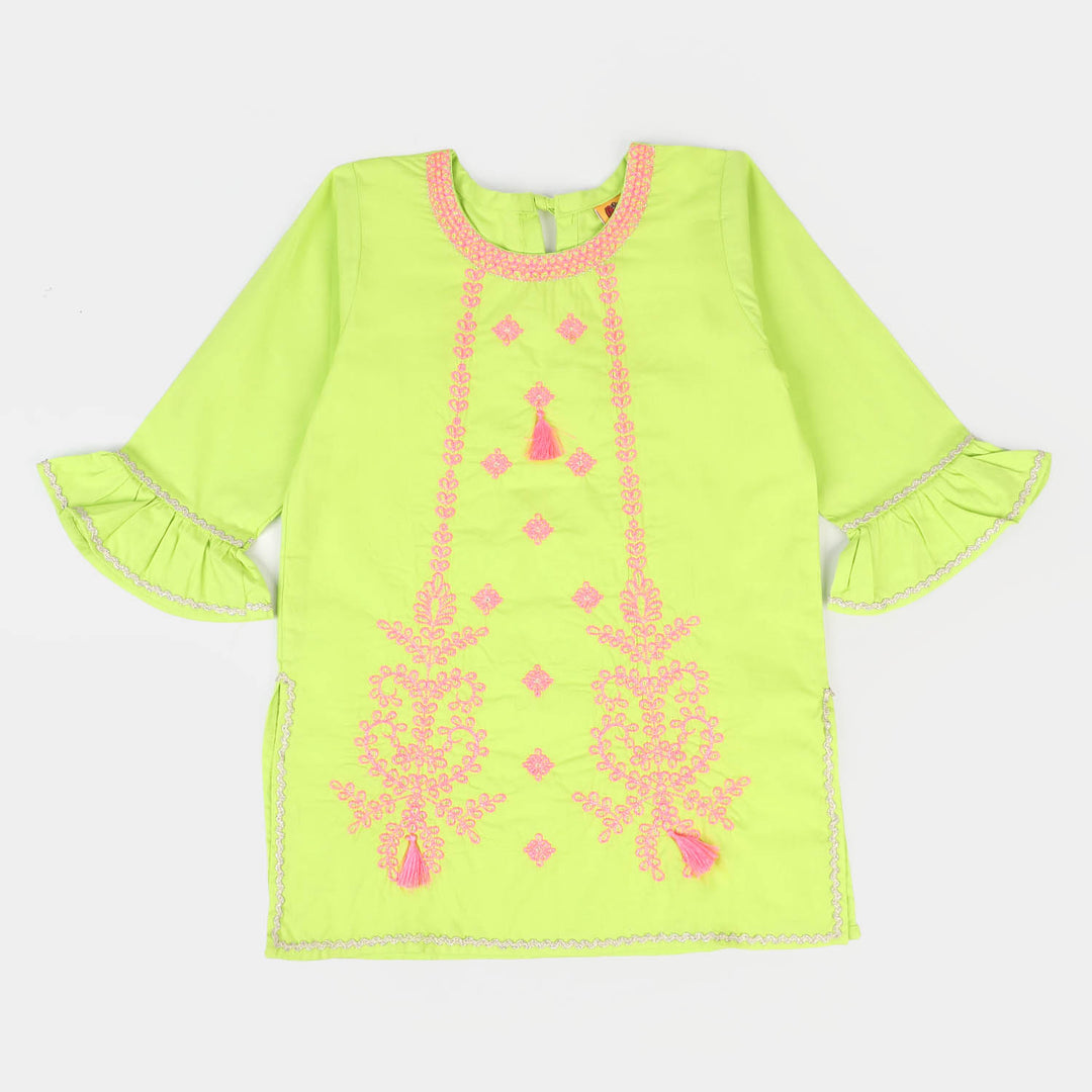 Girls Cotton EMB Kurti Glory - Green