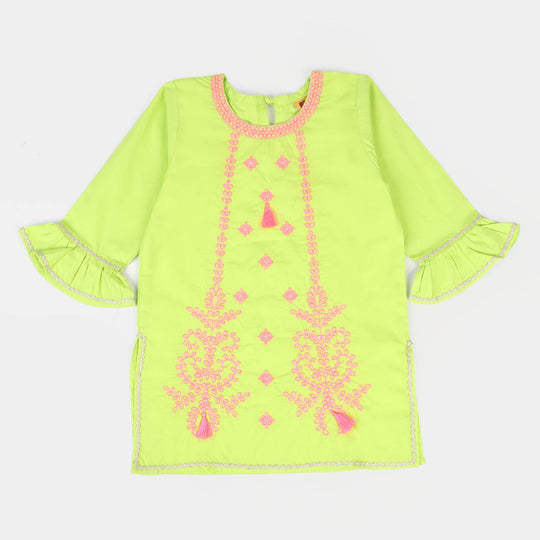 Girls Cotton EMB Kurti Glory - Green