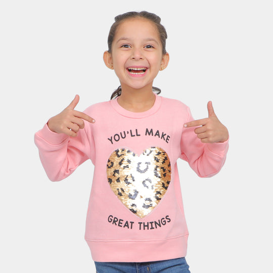 Girls Sweatshirt Heart - Pink
