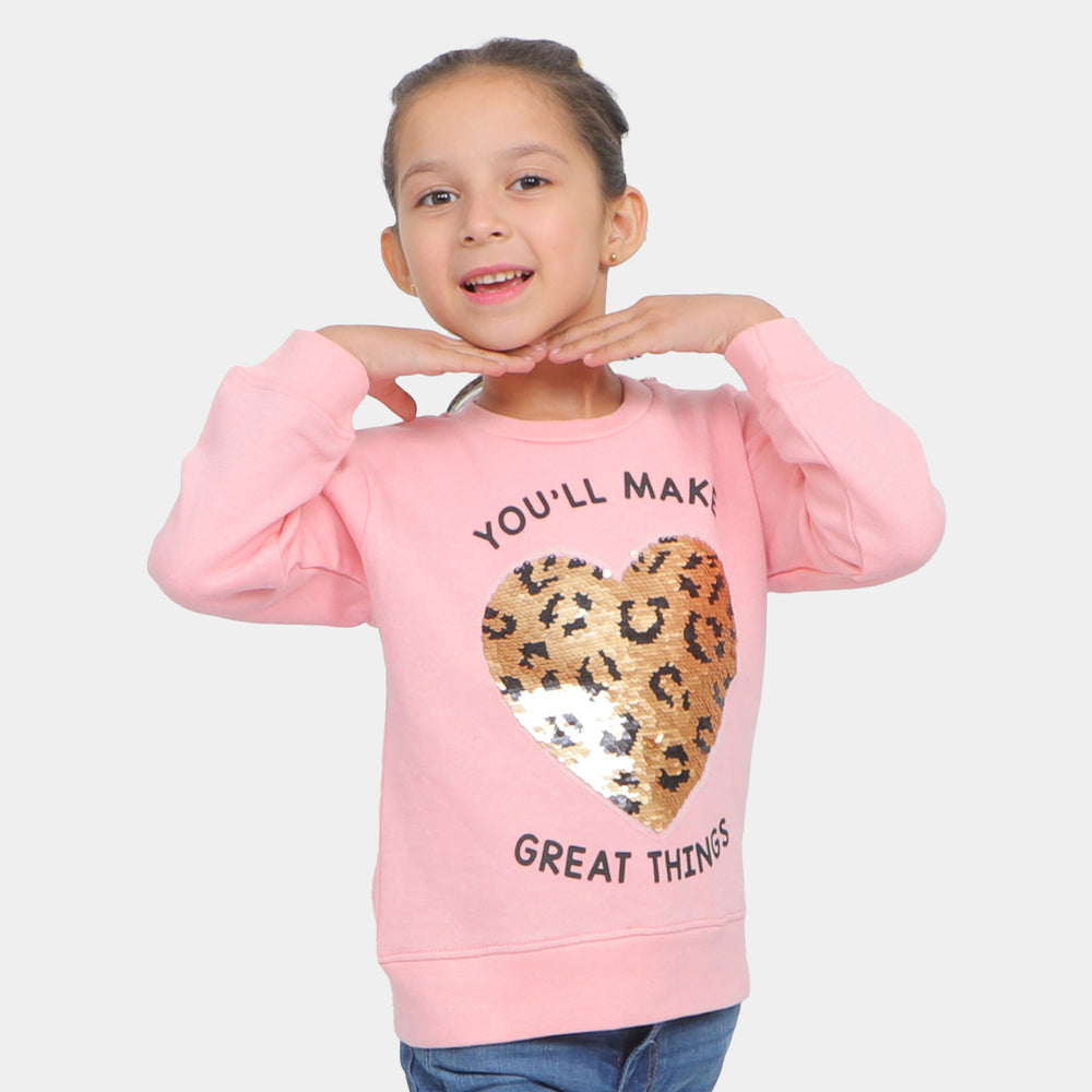 Girls Sweatshirt Heart - Pink