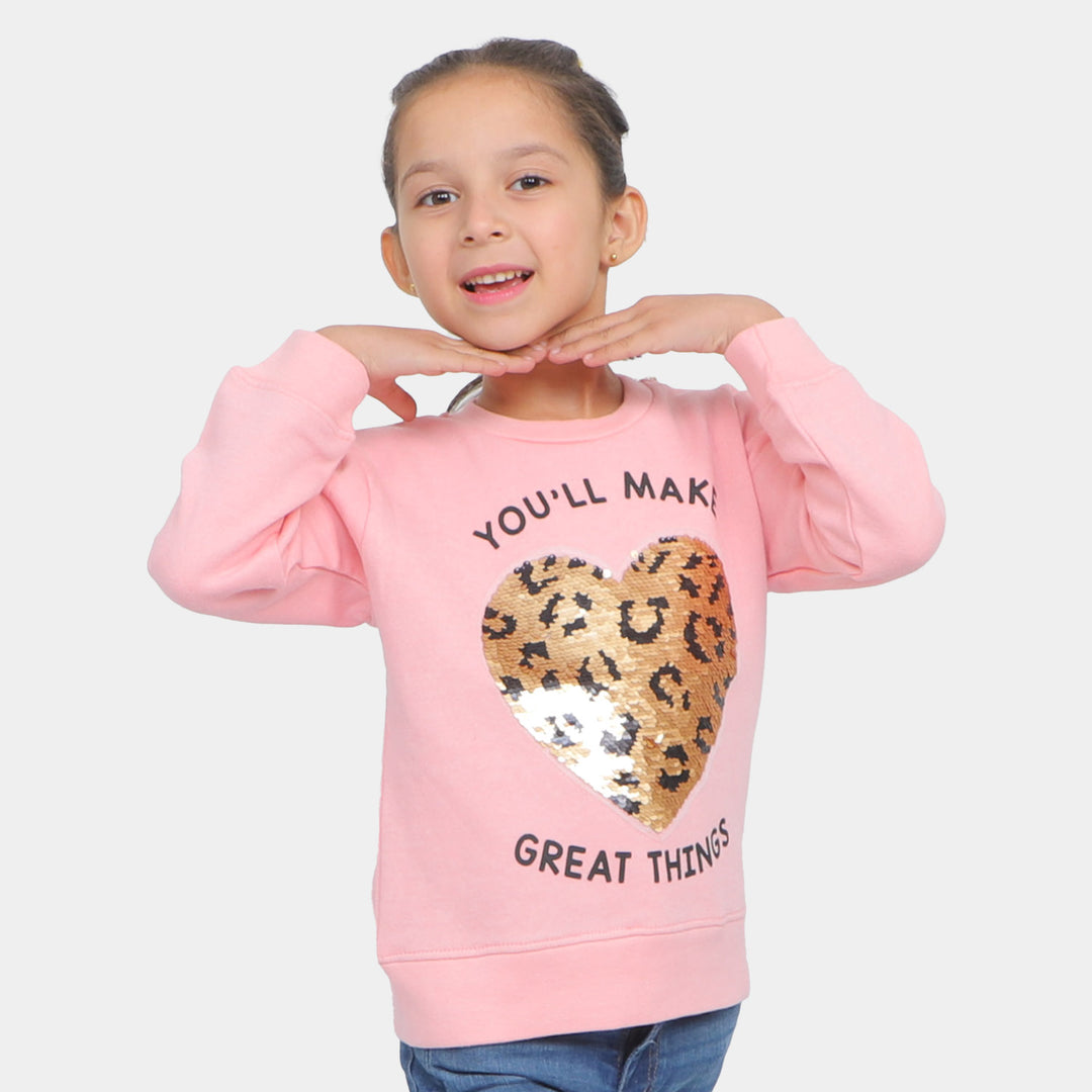 Girls Sweatshirt Heart - Pink
