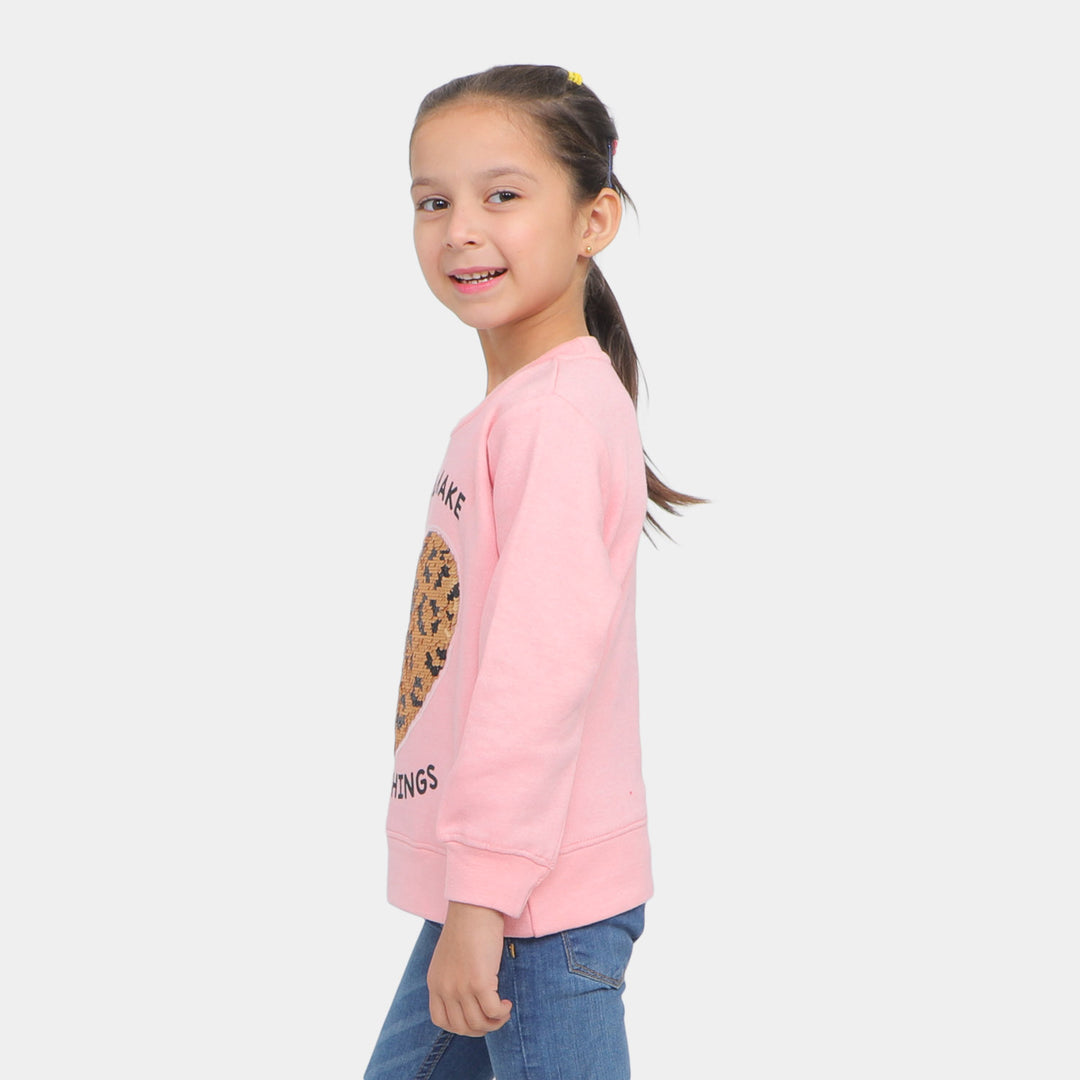 Girls Sweatshirt Heart - Pink