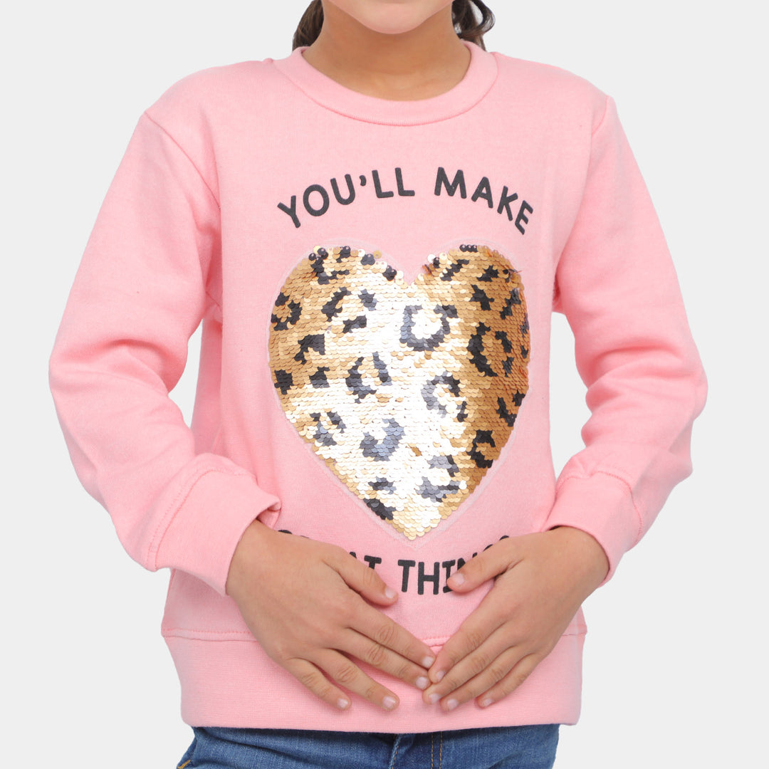 Girls Sweatshirt Heart - Pink