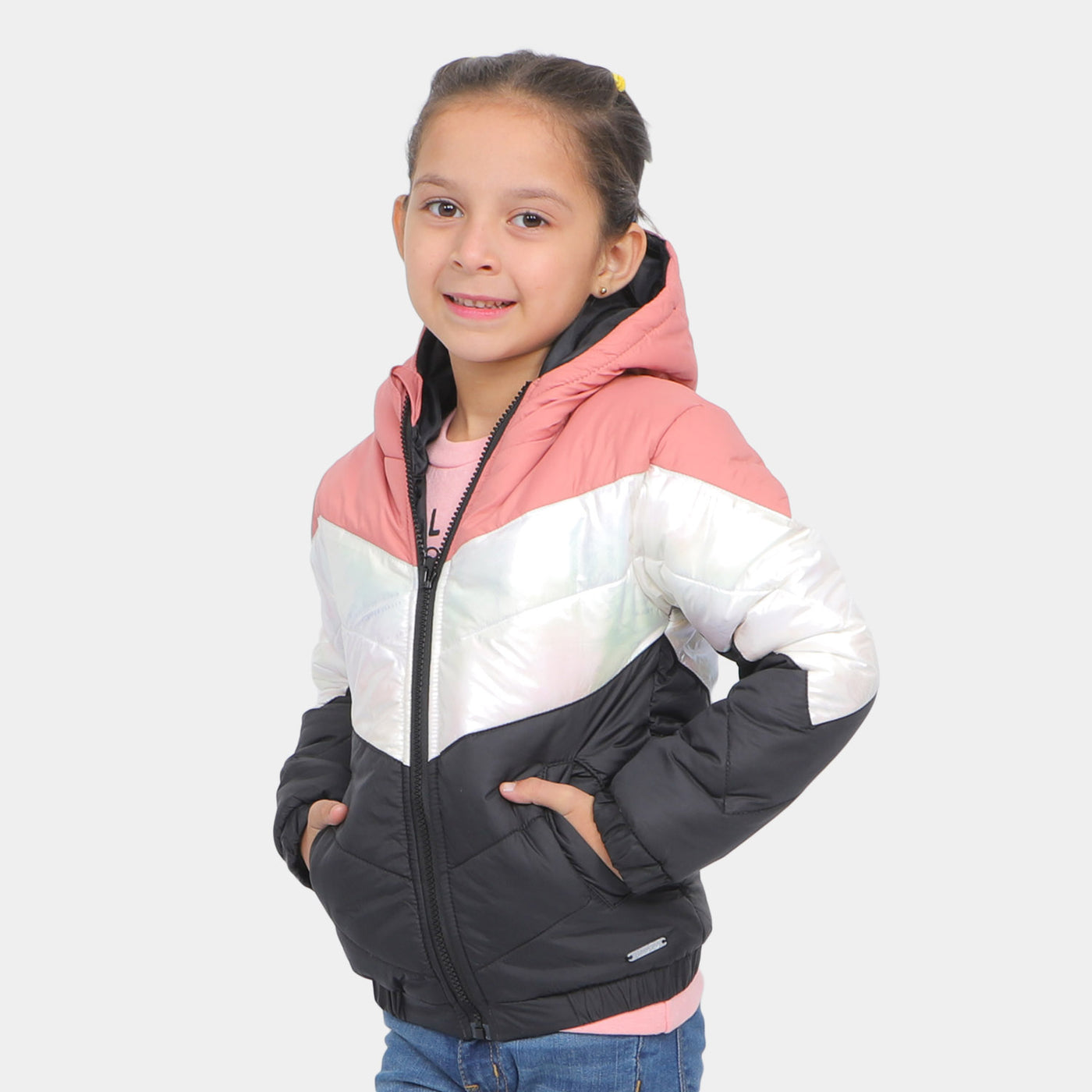 Girls Hooded Puffer Jacket -Mix