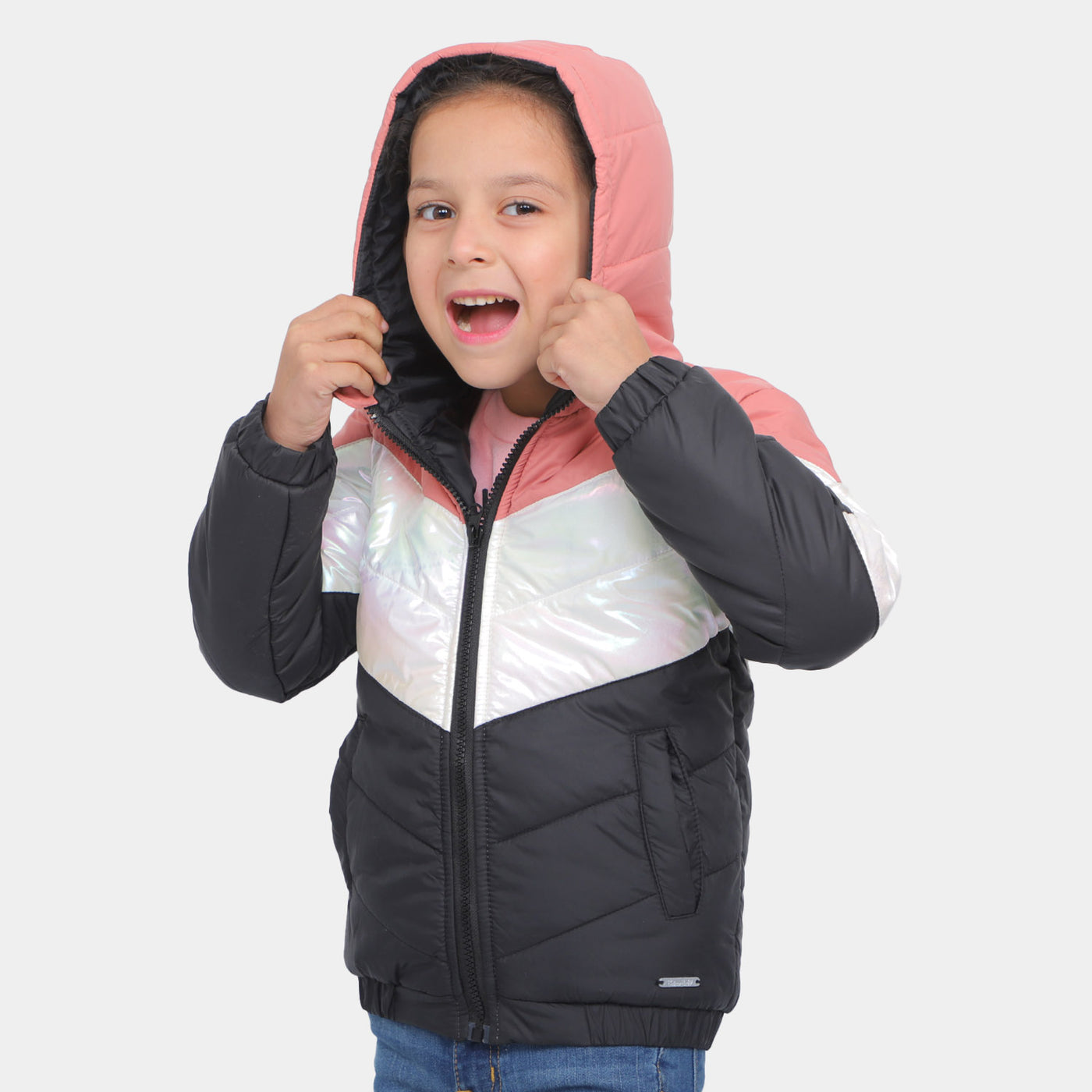 Girls Hooded Puffer Jacket -Mix