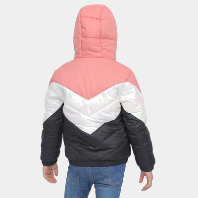 Girls Hooded Puffer Jacket -Mix