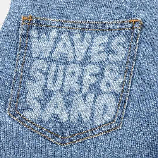 Boys Denim Short Waves & Surf - Ice Blue