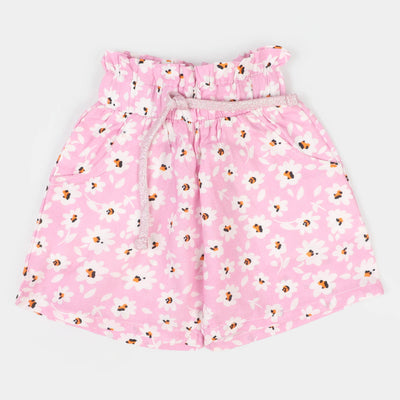 Infant Girls Cotton Short Flowers - Baby Pink