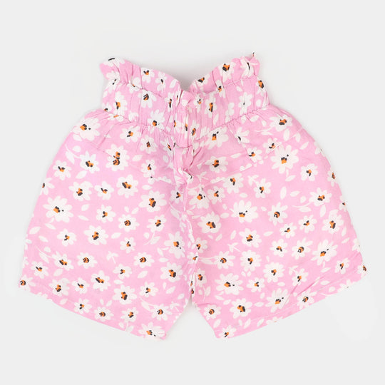 Infant Girls Cotton Short Flowers - Baby Pink