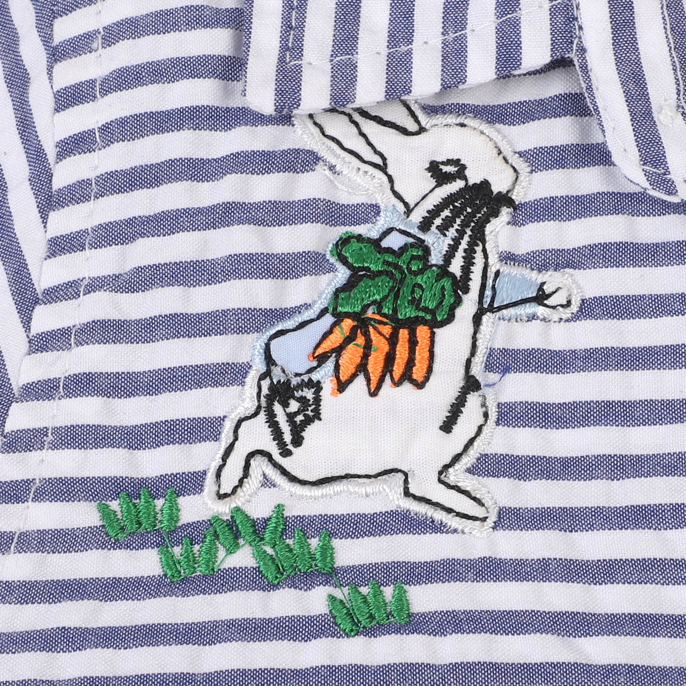 Infant Boys Woven Cotton Romper Rabbit - White